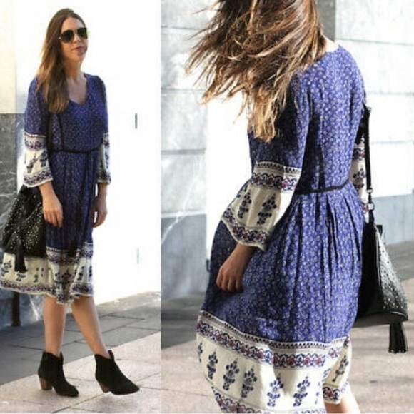 California Moonrise Dresses & Skirts - California Moonrise boho maxi dress,blue w/floral print,black tassels  💙🖤